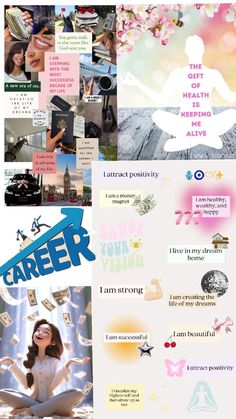 a collage of images with the words career and pictures on them in different languages