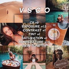 a collage of photos with the words v - sco and images in them