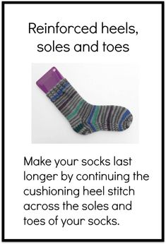 an advertisement for socks and socks that reads, reinfored heels, soles and toes make your socks last longer by conning the cushioning heel