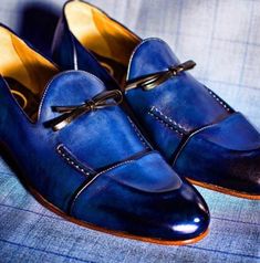 Blue Designer Shoes, Blue Loafers, Navy Blue Shoes, Custom Design Shoes, Gentleman Shoes, Leather Formal Shoes, Suede Leather Shoes, High Ankle Boots, Suede Moccasins