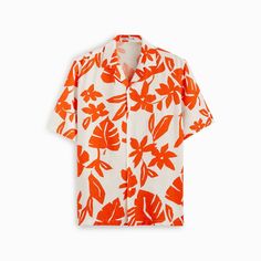 Brand New With Tag Orange Short Sleeve Shirt For Spring, White Tropical Top With Camp Collar, Orange Collared Tops For Summer, Orange Short Sleeve Shirt For Vacation, Orange Short Sleeve Hawaiian Shirt For Spring, Orange Vacation Shirt For Spring, Orange Spring Vacation Shirt, Spring Vacation Orange Shirt, Orange Shirt For Vacation In Spring