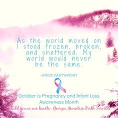 a pink and blue ribbon is in the foreground with an image of trees on it