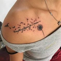 62 Eye-Catching Dandelion Tattoos Dandelion Tattoos, Dandelion Tattoo Design, Front Shoulder Tattoos, Cool Shoulder Tattoos, Tattoos Infinity, Bone Tattoo, Remembrance Tattoos, Dandelion Tattoo