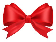 a red bow on a white background with clipping for text or image in the bottom right corner