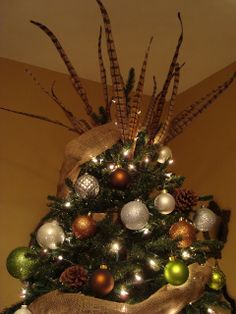 a christmas tree decorated with ornaments and lights