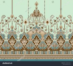 an ornate background with blue and beige colors