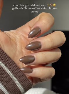 Chocolate Glazed Donut Nails, Chocolate Glazed Donut, Fall Nude Nails, Chrome Nail Colors, Glazed Donut Nails, Autumn Manicure, Donut Nails, Brown Nail, Subtle Nails