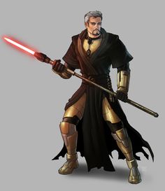 a character from star wars holding a light saber