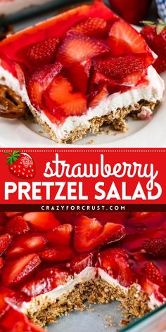 One of the best summer desserts using fresh strawberries! Combined with a pretzel crust and cheesecake filling, this strawberry jello salad is sure to be a hit. Put this easy strawberry pretzel salad recipe on your Labor Day party food ideas! Game Day Fruit Ideas, End Of Summer Dessert Ideas, Desserts Using Fresh Strawberries, Easy Summer Desserts For A Crowd, Labor Day Desserts, Day Party Food Ideas, Jello Salad Recipes, Labor Day Food, Pretzel Salad Recipe