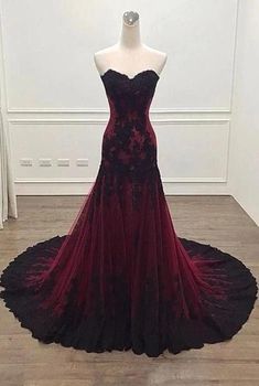 Dress Long Formal, Evening Dress Long, Gothic Wedding Dress, Long Formal Dress, Sweetheart Prom Dress, Lace Formal Dress, Red Evening Dress, Prom Dress Inspiration, Dress Chiffon