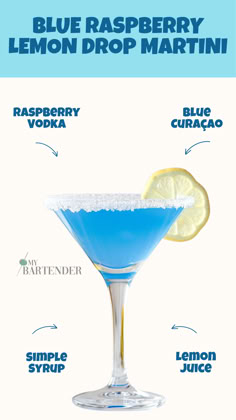 Blue Raspberry Lemon Drop Martini Blue Raspberry Lemon Drop, Lemonade Drinks With Alcohol, Blue Lemon Drop, Blue Martini Recipe, Raspberry Lemon Drop Martini, Blueberry Lemon Drop Martini, Raspberry Lemon Drop, Lemon Drop Martini Recipe, Summer Martinis