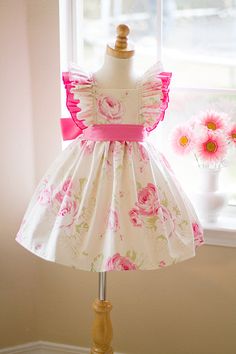 Creamy Rose Vintage style Girls Dress (w/Replacement Fabric) - Kinder Kouture Vintage Style Girls Dresses, Baby Dress Design, Kids Frocks, Frocks For Girls, Aqua Dress, Couples Goals, Moda Vintage, Rose Dress