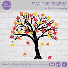 an autumn tree with leaves on it and the words svd files for everyone to use