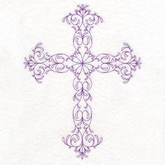 a cross is drawn in purple ink on white paper