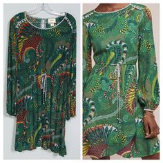 Check Out This Colorful & Whimsical Paisley Print On Vibrant Green Dress By Maeve For Anthropologie. This Dress Is The Rarest & The Coolest, With A Flattering Cut To Boot! Like New! Width A2a = 20” Width At Waist = 15.5”+ (Unstretched) Length Front = 37” Length Back = 39.5” 100% Viscose I’m Happy To Answer ?S Or Respond To Your Offer. Happy Poshing! 101520tosx126 Paisley Dress, Paisley Print, Size 12, Green Dress, Anthropologie, Like New, Paisley, Colorful Dresses, Long Sleeve Dress