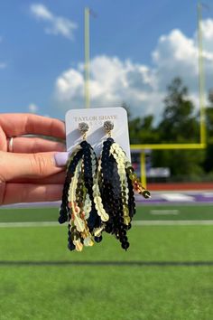 Gameday sequin tassel earrings.PostFINAL SALE Sequin Jewelry J, Dyi Tassel Earrings, Diy Sequin Earrings, Sequin Earrings, 2024 Jewelry, Bella Bella, Earrings Diy, Timor Leste, Gold Sequin