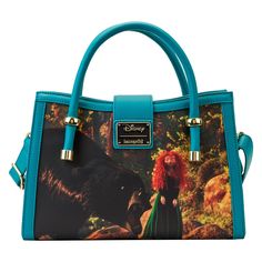 Take fate into your own hands. The Loungefly Brave Merida Princess Scene Crossbody Bag features unique scenes from Disney-Pixar’s animated feature displayed across each panel of the bag. Turn the bag around and you will find inspiring moments from Merida’s journey, including her archery triumph and transformative moments with her family. A molded metal rivet of Merida’s pendant secures the front and back of the bag. This spellbound accessory will keep your belongings safe on any journey and is p Merida Princess, Loungefly Purse, Brave Merida, Brave Princess, Beatles Cartoon, Princess Merida, Disney Brave, Merida Brave, Disney Bag