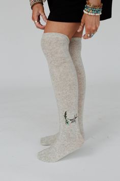 In Three Bird Nest spirit; the so cute Birds of A Feather Knee High Socks! They'll give the perfect boho touch to your boots and favorite dresses for many fall and winter seasons to come! Cozy, soft, wool knit fabric Over - the - knee length So cute bird embroidery detail near the ankle *Due to lighting and differences in monitors, actual colors may vary slightly from what appears online. Model is 5'8" and wearing a size OS. 90% Acrylic, 10% Wool Hand wash cold, Lay flat to dry Import Casual Mid-calf Stockings For Winter, Casual Mid-calf Winter Stockings, Cozy Knee-high Socks For Fall, Cozy Knee-high Socks For Fall Stocking Stuffer, Casual Winter Festival Leg Warmers, Cute Knee-high Socks For Fall, Cute Fitted Knee-high Socks For Fall, Winter Stocking Stuffer Socks, One Size Knee-high Socks For Fall