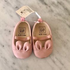 The Cutest, Sweetest Little Bunny Ear Shoes For Your Baby Girl Light Pink Ballet Style Leather Shoe. Size 3-6 Month. New With Tags! So Sad My Girls Didn’t Get To Wear These! Cute Pink Booties With Soft Sole, Pink Booties With Soft Sole For Playtime, Cute Leather Spring Booties, Cute Pink Booties For First Birthday, Pink Booties For Playtime In Spring, Cute Pink First Birthday Booties, Pink Round Toe Booties For First Birthday, Spring Booties With Soft Sole And Round Toe, Pink Soft Sole Closed Toe Booties