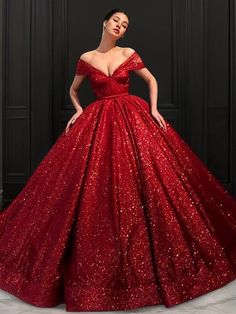 You deserve to be crowned. Our prom dress collection is meticulously crafted by skilled tailors, offering a range of at least 30 captivating colors. Sizes are available in regular sizes from 0 to 16, as well as plus sizes from 14W to 26W. For a perfect fit, we also offer the option of custom sizing. Product Details:Length:Floor-Length;Silhouette:Ball-Gown;Neckline:Off-the-Shoulder;Straps Sleeves:Sleeveless;Fully Lined:Yes;Built In Bra:Yes Red Gold Wedding Dress, Gown Neckline, Red Wedding Gowns, Red Gold Wedding, Prom Dress Ball Gown, Gold Wedding Dress, Dress Ball Gown, 2024 Prom, Dress With Ruffles