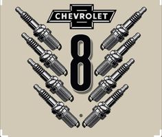 the logo for chevrolet 8 is shown in black and white, with eight sparks on it