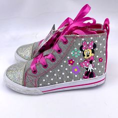 Disney Junior Minnie’s Shoes Size 11 Disney Pink Round Toe Sneakers, Pink Disney Sneakers With Round Toe, Pink Minnie Mouse Low-top Sneakers, Casual Pink Minnie Mouse Sneakers, Cute Minnie Mouse Sneakers With Round Toe, Cute Minnie Mouse Low-top Sneakers, Minnie Mouse Sneakers With Round Toe In Synthetic, Minnie Mouse Synthetic Sneakers With Round Toe, Shoes Disney