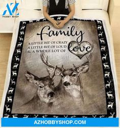 Deer Little Bit Of Crazy Sherpa Fleece Blanket Deer Family, Gifts For Birthday, Cool Halloween Costumes, Unique Christmas Gifts, Blanket Gift, Personalized Birthday Gifts, Colorful Pillows, Customized Blankets, Thanksgiving Gifts