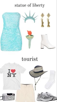 an image of the statue of liberty and tourist items