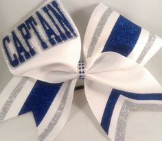 Cheer Bows Diy, Bows Ideas, Team Cheer, Cheer Team Gifts, Custom Cheer Bows, Cheer Captain, Cheer Hair Bows, School Cheer, Blue Cheer