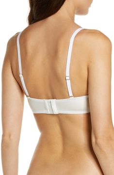 Designed to hug your natural shape, this foam-free lightweight bra features beautiful stretch-lace trim and convenient convertible straps. 88% polyester, 12% elastane Hand wash, line dry Imported Lipstick Logo, Second Skin Bra, African Tops, Logo Sketches, Pink Dogwood, Circular Logo, White Bras, Silky Fabric, Triangle Bra