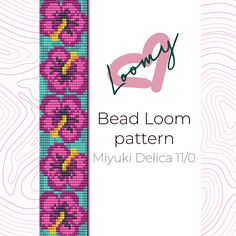 the bead loom pattern features pink flowers