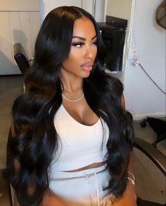 Loose Curl Black Women, Long Wavy Quick Weave Black Women, Sew In With Loose Curls, Long Curled Hair Black Women, Middle Part Body Wave Sew In Leave Out, Black Woman Bride Hairstyles, Buss Down Middle Part Sew In, Long Weave Hairstyles Sew Ins, Bustdown Middle Part Wig