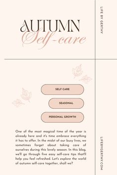 the front and back cover of autumn self care