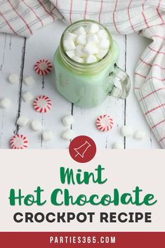 This homemade Mint Hot Chocolate Recipe is creamy, delicious and cooks in the crockpot or slow cooker! The peppermint flavored cocoa is ideal for holiday parties, Christmas morning or Grinch themed parties! Find the easy recipe using condensed milk right here... Hot Chocolate Crockpot Recipe, Hot Chocolate Crockpot, Recipe Using Condensed Milk, Mint Hot Chocolate Recipe, Recipes Using Condensed Milk, Chocolate Crockpot, Crock Pot Hot Chocolate Recipe, Mint Hot Chocolate, Crockpot Hot Chocolate