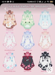 the kawai sweater dresses are available in different colors and patterns, including pink, blue,