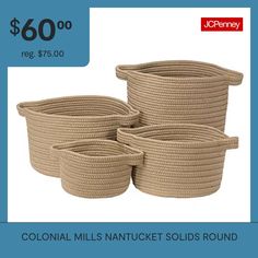 three large baskets are shown with the coup for $ 60