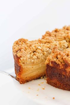 a close up of a piece of cake on a plate