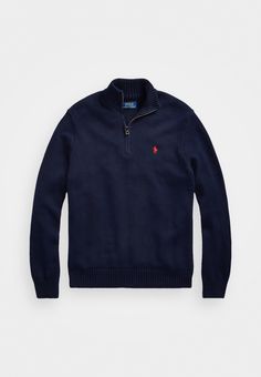 Polo Ralph Lauren QUARTER ZIP - Jumper - hunter navy Polo Ralph Lauren Quarter Zip, Ralph Lauren Quarter Zip Outfit Men, Ralph Lauren Cotton Sweater, Ralph Lauren Quarter Zip Outfit, Quarter Zip Outfit Men, Polo Ralf Lauren, Quarter Zip Outfit, Ralph Lauren Half Zip, Guys Fashion Casual