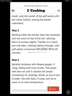 an app showing cooking instructions on the screen and how to use it in order to cook