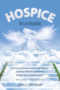 the book cover for hospice by ellen j wynham, with clouds in the background