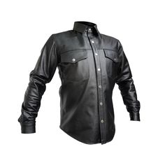 Giving literal meaning to style that justifies your personality is the first aim at VivCrests. VivCrests brings you the Fashion that is Style-enhancing. A style make heads turn.  Make yourself stand out of the crowd by choosing VivCrests as your Fashion desire.    This Mens Leather Shirt Features: 1. This Leather Shirt is made from 100% Pure Leather  2. Front Stud Button Closure allows you to wear This Mens Shirt Comfortably. 3. 2 Chest Flap Pockets allows you to carry your essentials with you. Black Leather Button-up Top, Fitted Leather Button-up Top, Fitted Leather Long Sleeve Tops, Fitted Long Sleeve Leather Top, Classic Fitted Leather Tops, Fitted Classic Leather Tops, Fitted Classic Leather Top, Leather Shirts, Mens Leather Shirt