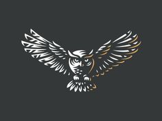 an owl with spread wings on a dark background, suitable for logos and emblems