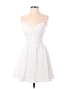 Honey and Rosie Cocktail Dress Size: 1 White Dresses - used. 93% POLYESTER, 7% SPANDEX, A-Line, V Neck, Solid, Short, Sleeveless | Honey and Rosie Cocktail Dress - A-Line: White Solid Dresses - Used - Size 1 Daytime A-line Fitted Dress, Fitted A-line Dress For Daytime, Fitted A-line Daytime Dress, Elegant Daytime Lined Dresses, Elegant A-line Sundress For Daytime, Elegant Fitted Sundress For Daytime, Daytime A-line Sundress Mini Dress, White Cocktail Dress, Solid Dress