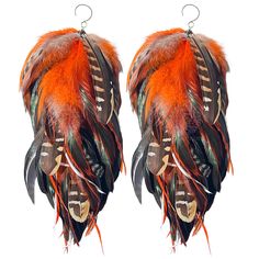 PRICES MAY VARY. Fashmorous Boho Feather Earrings Orange Feather Earrings for Women Dangling Bohemian Earrings for Women are the perfect accessory to add a touch of bohemian glam to your outfit. Handmade with ethically-sourced feathers, these earrings are not only stylish but also eco-friendly. Available in an array of beautiful colors, these earrings are perfect for any occasion. Wild feathers, 14”-16” Long (From the top of earrings to the bottom). Lightweight earrings 7 grams for sensitive ear Feather Extensions, Bohemian Glam, Bohemian Chic Fashion, Boho Feathers, Feathered Hairstyles, Bohemian Earrings, Bohemian Chic, Feather Earrings, Light Weight Earrings