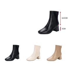 Women's Elegant PU Leather Block Heel Ankle Boots with Square Toe and Waterproof Feature - black velvet,6 Mid-calf Boots With Padded Ankle And Square Toe, Casual Winter Heeled Boots With Square Toe, Winter Platform Boots With Square Toe And Medium Width, Winter Platform Boots With Square Toe, Medium Width, Winter Platform Boots With Square Toe, Winter Faux Leather Square Toe Martin Boots, Block Heel Ankle Boots, Heel Ankle Boots, Leather Block Heels