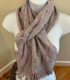 This hand woven scarf in white blended with many other colors will keep you warm all winter long.  The warp is hand spun rambouillet wool and sari silk and the weft is fine merino and silk. Bohemian Handwoven Pashmina Scarves, Bohemian Handwoven Alpaca Scarves, Hand Woven Scarf, Woven Scarf, Handwoven Scarf, Woven Scarves, Sari Silk, Silver Spring, Hand Spun Wool