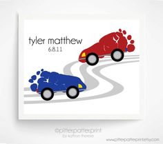 a couple of cars driving down a road with the words tyler mathew on it