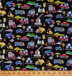 a black background with cars, trucks and traffic lights on it's sides is shown