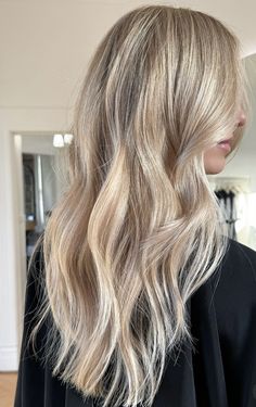 Blonde Highlights Beige, Blended Sandy Blonde Hair, Creamy Blonde Highlights On Brown Hair, Milky Blonde Highlights, Cool Blonde Babylights, Milky Blonde Balayage, Oat Milk Blonde, Light Blonde Hair With Lowlights, Creamy Beige Blonde