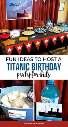 Diy Titanic Decorations, Titanic Party Decorations Diy, Titanic Movie Night Ideas, Titanic Birthday Party Favors, Titanic Themed Snacks, Titanic Food Ideas, Titanic Gift Ideas, Titanic Theme Birthday Party, Titanic Bday Party